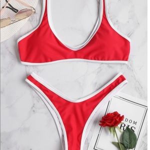 Zaful red and white bikini